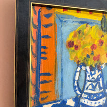 将图片加载到图库查看器,Vintage Artwork Blue Jug with Yellow Flowers
