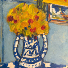 将图片加载到图库查看器，Vintage Artwork Blue Jug with Yellow Flowers
